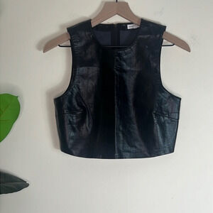 Good‎ American Black Faux Leather Top Size 1